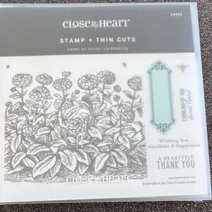 Close to My Heart Floral Stamp and Thin Cuts Set - Black and Blue